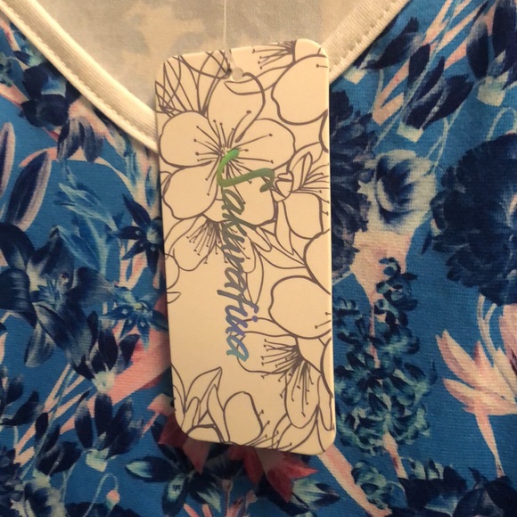 Blue Floral Sleeveless Shift Dress - Picture 3 of 7